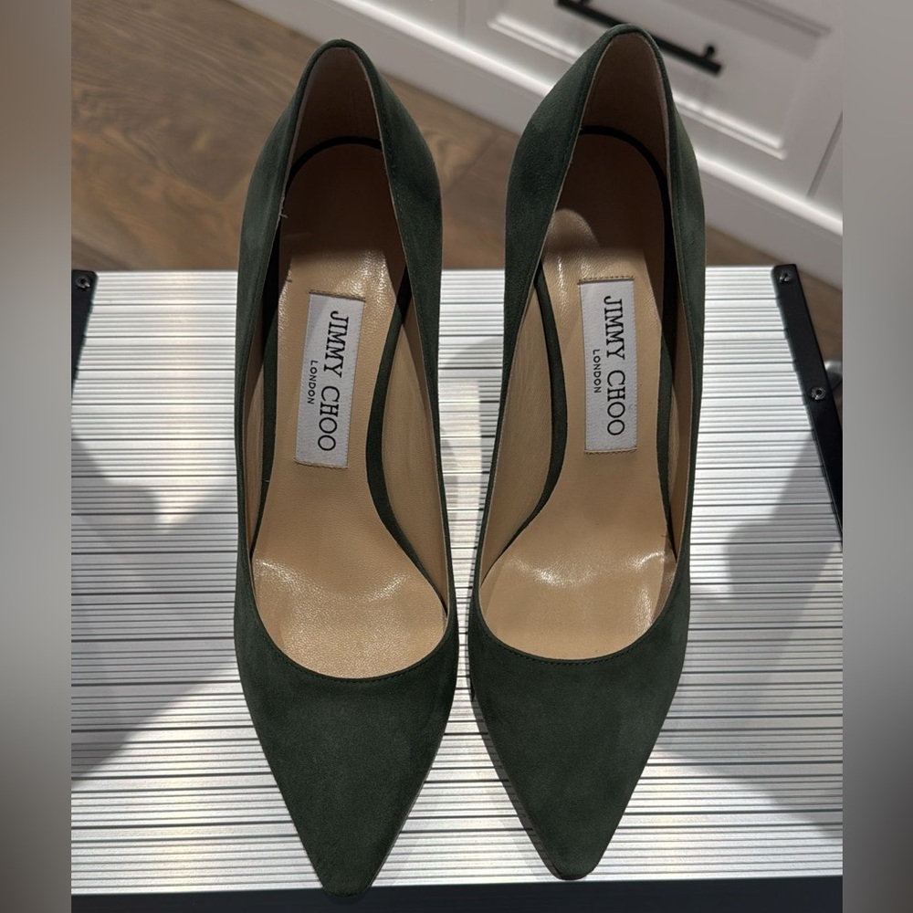 Jimmy Choo Dark Green Suede Heels